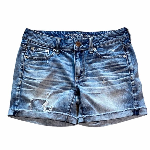 AEO‎ Distressed Destroyed Jean Shorts Sz. 2 - Picture 1 of 7